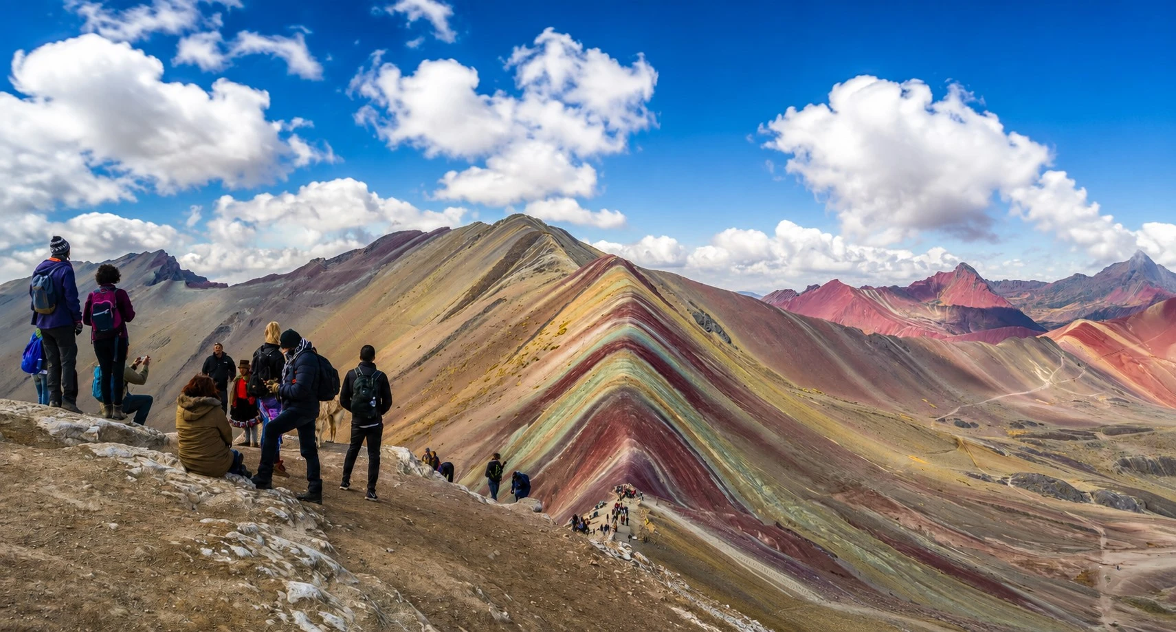 Rainbow Mountain Peru with colorful high altitude landscapes in the Andes