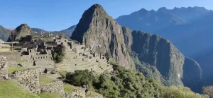 Huayna Picchu Mountain with hiking trails overlooking Machu Picchu